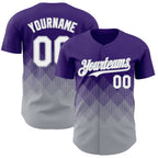 Custom Purple White-Gray 3D Gradient Square Shape Authentic Baseball Jersey