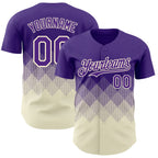 Custom Purple Cream 3D Gradient Square Shape Authentic Baseball Jersey