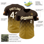 Custom Brown White-Old Gold 3D Gradient Square Shape Authentic Baseball Jersey