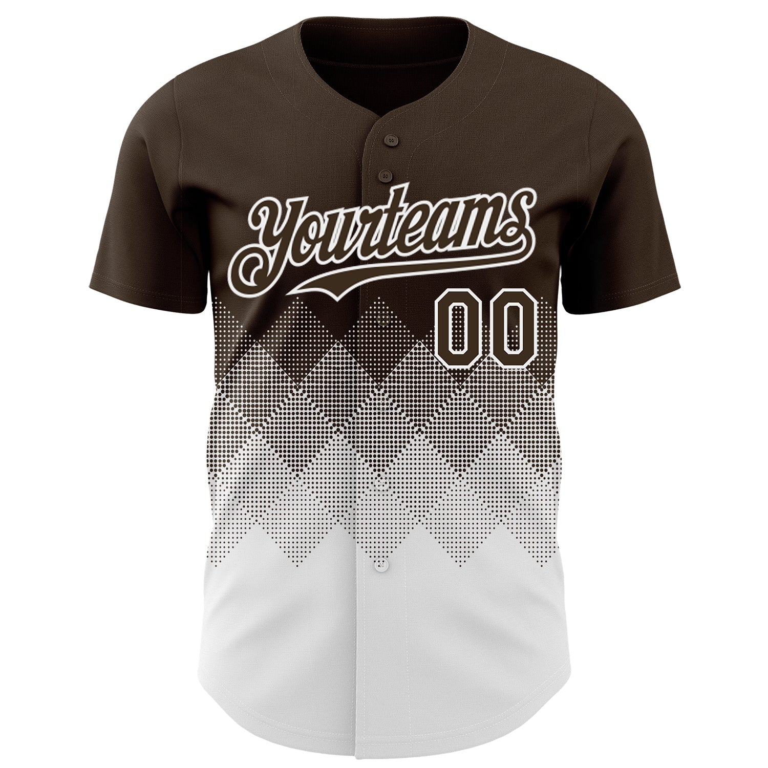 Custom Brown White 3D Gradient Square Shape Authentic Baseball Jersey