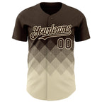 Custom Brown Cream 3D Gradient Square Shape Authentic Baseball Jersey
