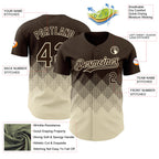 Custom Brown Cream 3D Gradient Square Shape Authentic Baseball Jersey