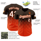 Custom Brown White-Orange 3D Gradient Square Shape Authentic Baseball Jersey