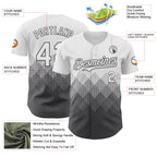 Custom White Steel Gray 3D Gradient Square Shape Authentic Baseball Jersey
