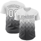 Custom White Steel Gray 3D Gradient Square Shape Authentic Baseball Jersey