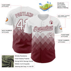 Custom White Burgundy 3D Gradient Square Shape Authentic Baseball Jersey