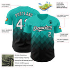 Custom Aqua White-Black 3D Gradient Square Shape Authentic Baseball Jersey