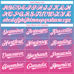 Custom Sky Blue White-Pink 3D Gradient Square Shape Authentic Baseball Jersey