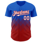 Custom Thunder Blue White-Red 3D Gradient Square Shape Authentic Baseball Jersey
