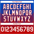 Custom Thunder Blue White-Red 3D Gradient Square Shape Authentic Baseball Jersey