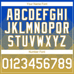 Custom Thunder Blue White-Old Gold 3D Gradient Square Shape Authentic Baseball Jersey