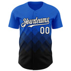 Custom Thunder Blue White-Black 3D Gradient Square Shape Authentic Baseball Jersey