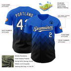 Custom Thunder Blue White-Black 3D Gradient Square Shape Authentic Baseball Jersey