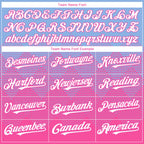 Custom Light Blue White-Pink 3D Gradient Square Shape Authentic Baseball Jersey