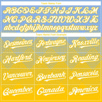 Custom Light Blue White-Yellow 3D Gradient Square Shape Authentic Baseball Jersey