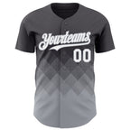 Custom Steel Gray White-Gray 3D Gradient Square Shape Authentic Baseball Jersey