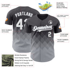 Custom Steel Gray White-Gray 3D Gradient Square Shape Authentic Baseball Jersey