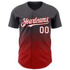Custom Steel Gray White-Red 3D Gradient Square Shape Authentic Baseball Jersey