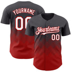 Custom Steel Gray White-Red 3D Gradient Square Shape Authentic Baseball Jersey