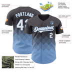 Custom Steel Gray White-Light Blue 3D Gradient Square Shape Authentic Baseball Jersey