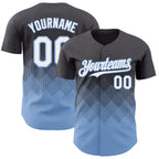Custom Steel Gray White-Light Blue 3D Gradient Square Shape Authentic Baseball Jersey
