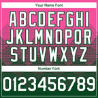 Custom Pink White-Green 3D Gradient Square Shape Authentic Baseball Jersey