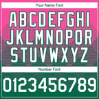 Custom Pink White-Kelly Green 3D Gradient Square Shape Authentic Baseball Jersey