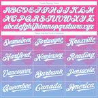 Custom Pink White-Light Blue 3D Gradient Square Shape Authentic Baseball Jersey