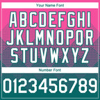 Custom Pink White-Teal 3D Gradient Square Shape Authentic Baseball Jersey