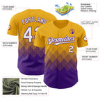 Custom Gold White-Purple 3D Gradient Square Shape Authentic Baseball Jersey