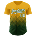 Custom Gold White-Green 3D Gradient Square Shape Authentic Baseball Jersey