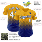 Custom Gold White-Royal 3D Gradient Square Shape Authentic Baseball Jersey