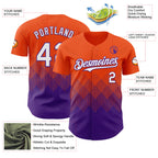 Custom Orange White-Purple 3D Gradient Square Shape Authentic Baseball Jersey