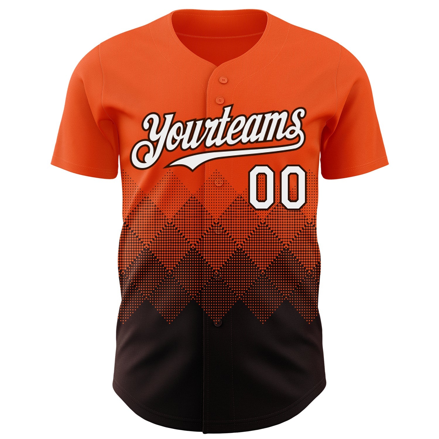 Custom Orange White-Brown 3D Gradient Square Shape Authentic Baseball Jersey