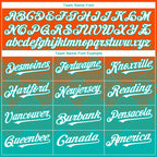 Custom Orange White-Aqua 3D Gradient Square Shape Authentic Baseball Jersey