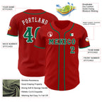 Custom Red Kelly Green-White 3D Mexico Mexican Flag Authentic Baseball Jersey