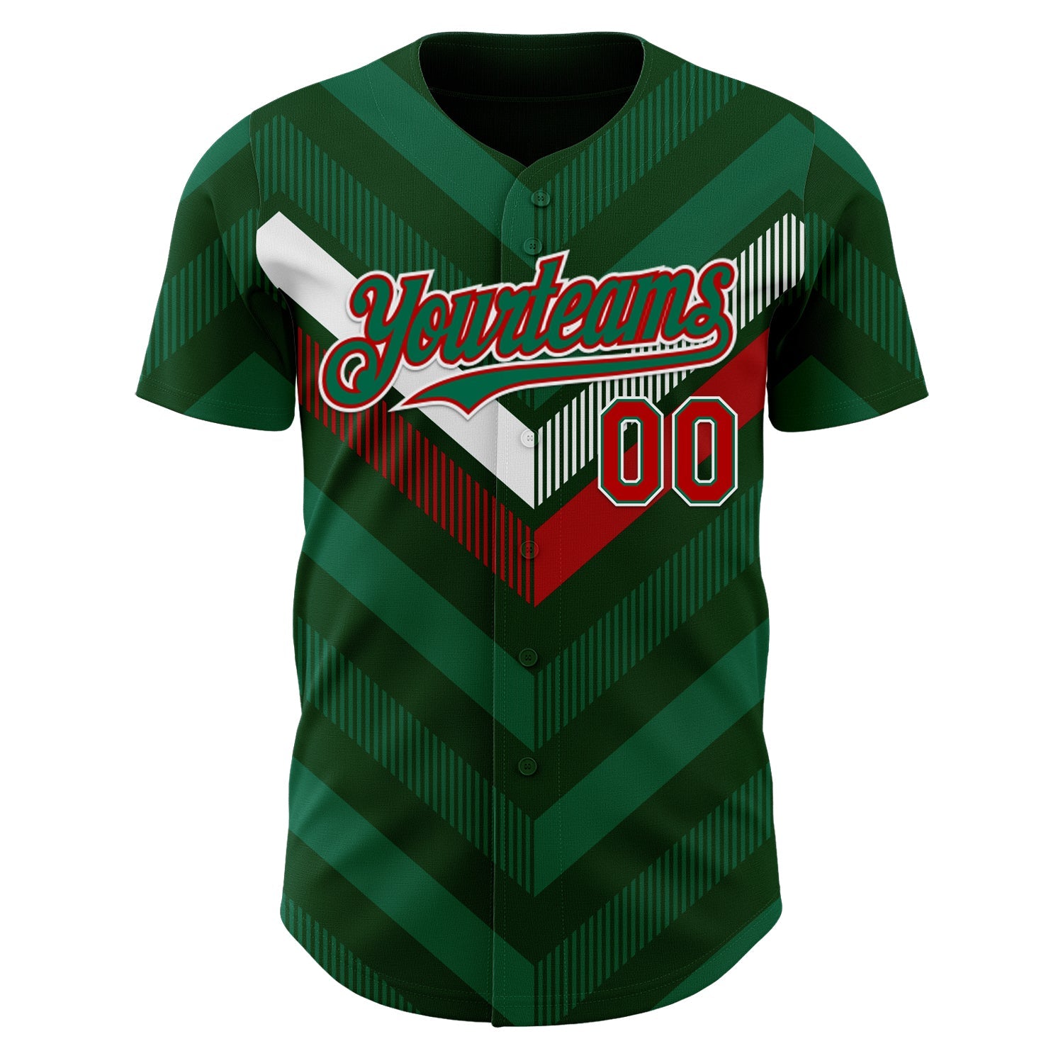 Custom Green Kelly Green Red-White 3D Mexico Authentic Baseball Jersey
