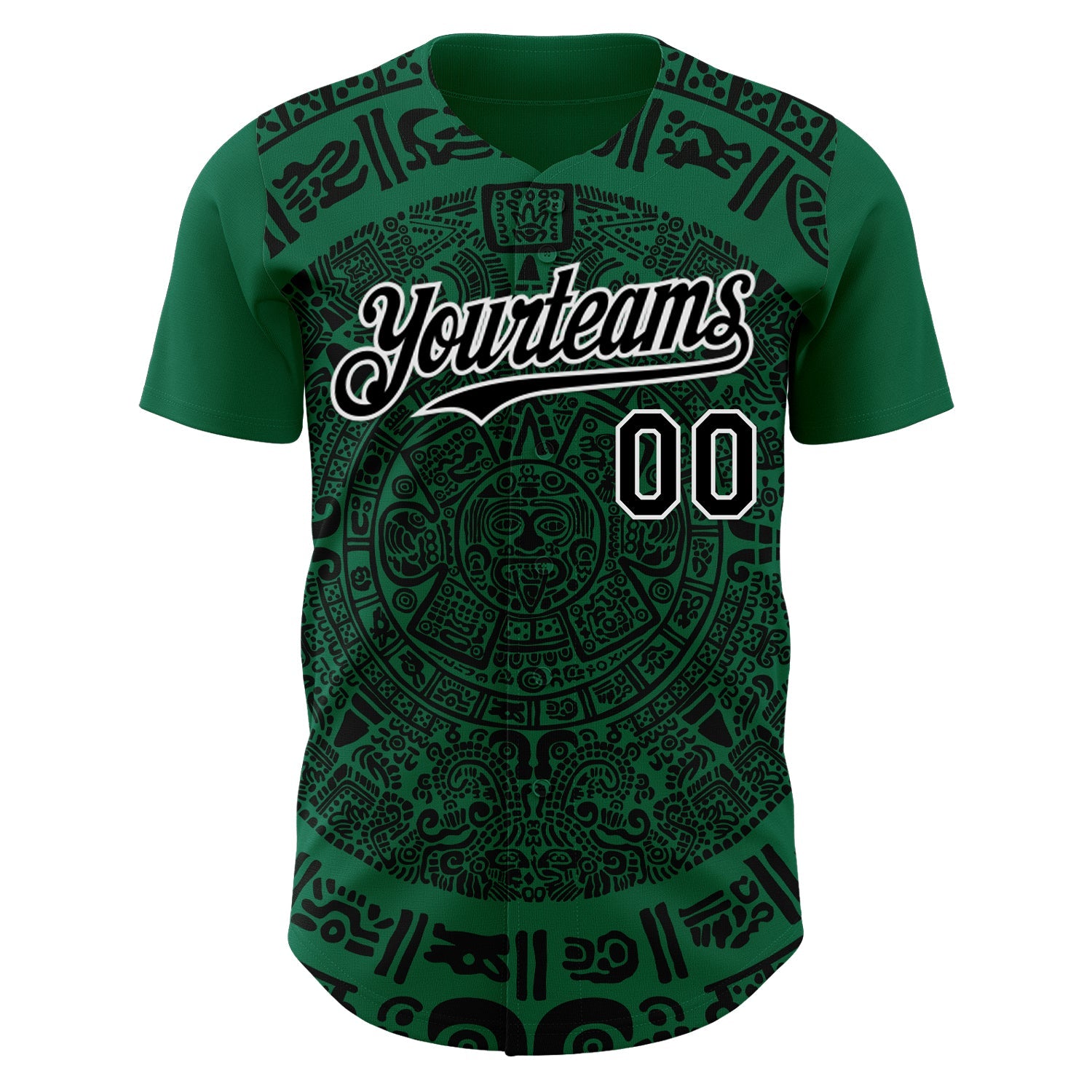 Custom Kelly Green Black-White 3D Mexico Authentic Baseball Jersey