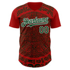 Custom Red Green-White 3D Mexico Authentic Baseball Jersey