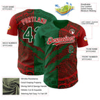 Custom Red Green Kelly Green-White 3D Mexico Scratch Authentic Baseball Jersey