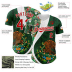 Custom Green Red Kelly Green-White 3D Mexico Authentic Baseball Jersey