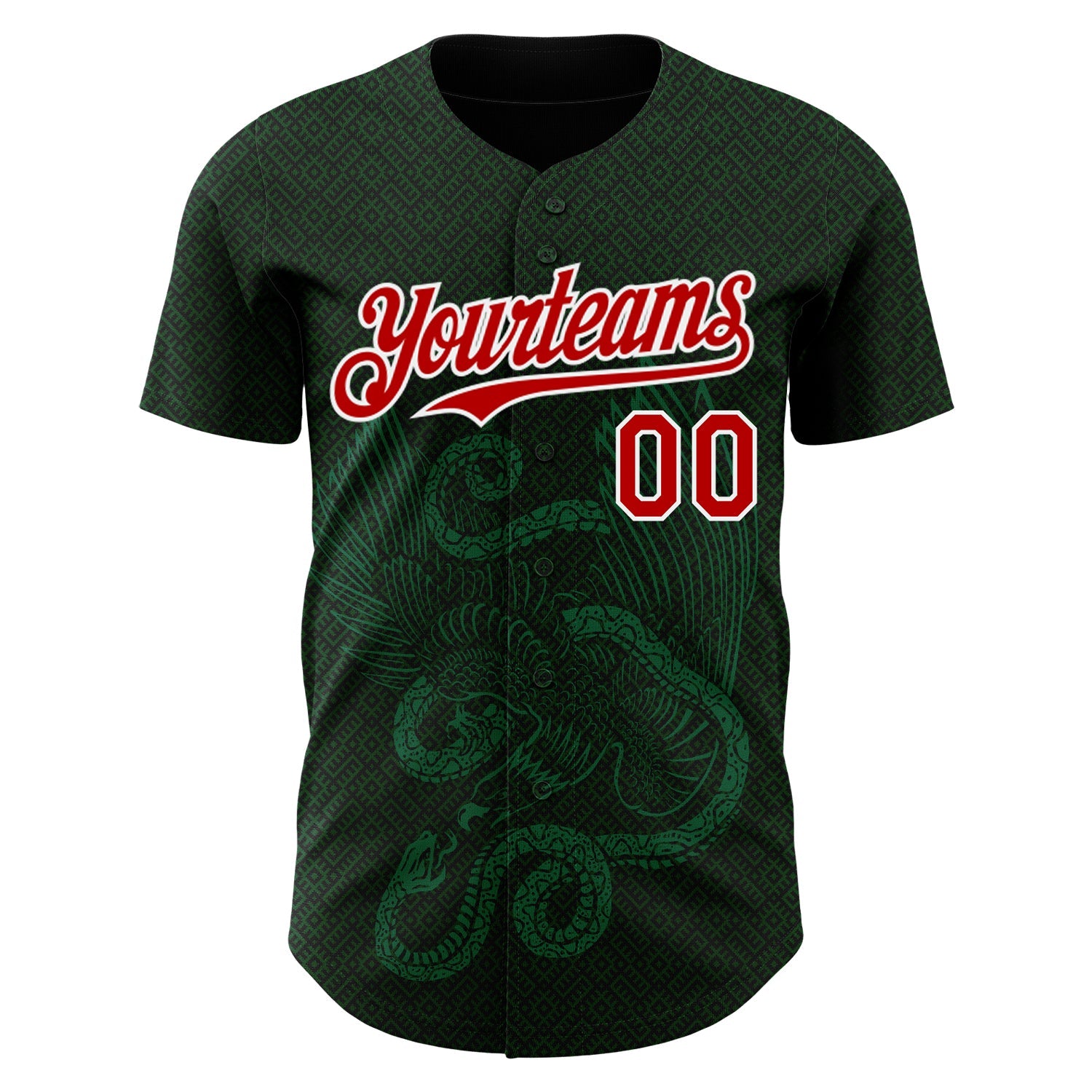 Custom Green Red Kelly Green-White 3D Mexico Authentic Baseball Jersey