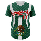 Custom Green Red Kelly Green-White 3D Mexico Authentic Baseball Jersey