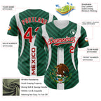 Custom Green Red Kelly Green-White 3D Mexico Authentic Baseball Jersey