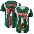 Custom Green Red Kelly Green-White 3D Mexico Authentic Baseball Jersey