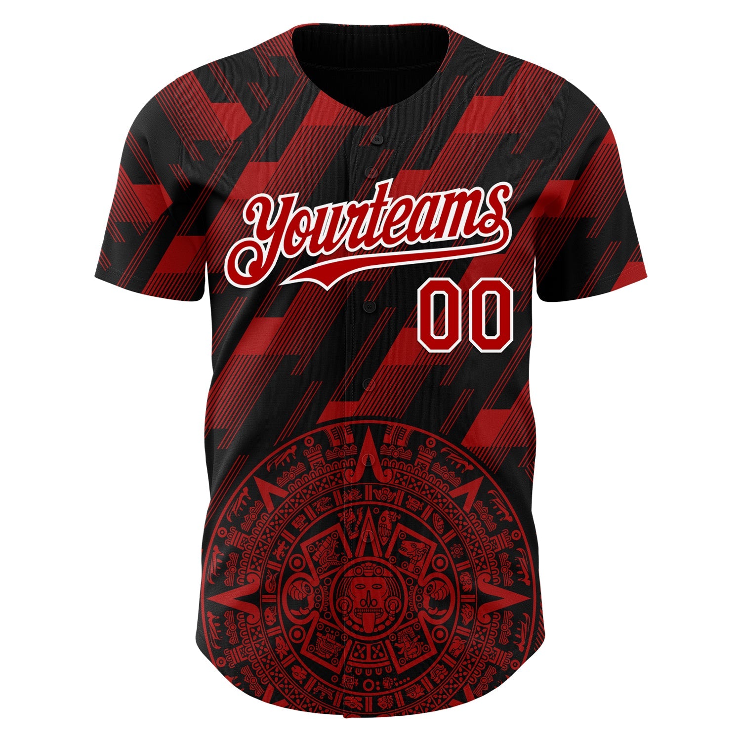 Custom Black Red-White 3D Mexico Authentic Baseball Jersey