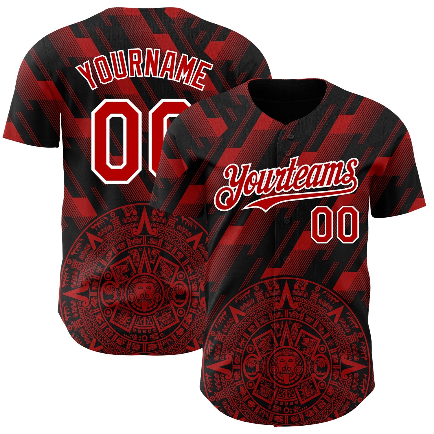 Custom Black Red-White 3D Mexico Authentic Baseball Jersey