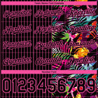 Custom Black Pink 3D Pattern Design Pinstripe Tropical Palm Leaves Authentic Baseball Jersey