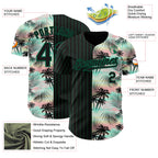 Custom Black Kelly Green 3D Pattern Design Pinstripe Tropical Palm Leaves Authentic Baseball Jersey