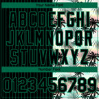 Custom Black Kelly Green 3D Pattern Design Pinstripe Tropical Palm Leaves Authentic Baseball Jersey